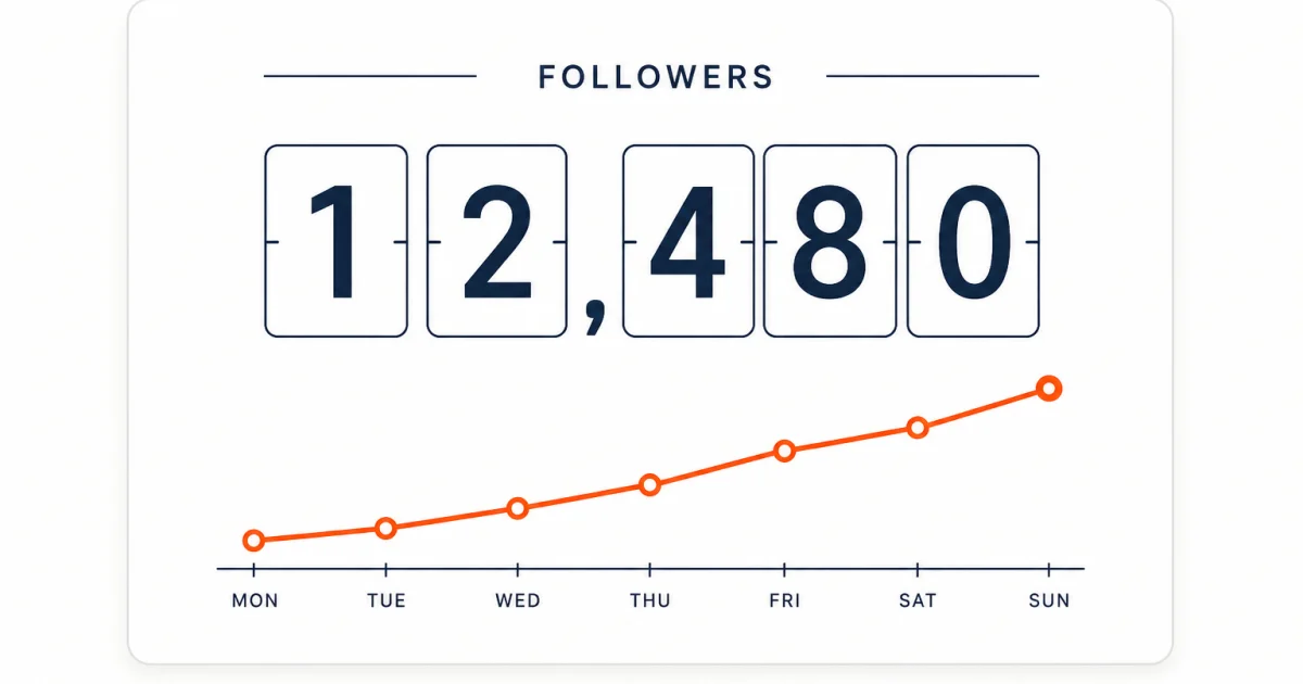 Follower odometer reading 12,480 above a Monday to Sunday sparkline