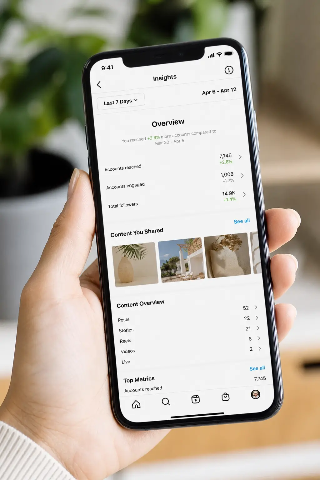 Locating the 'Sends' metric within Instagram Insights.