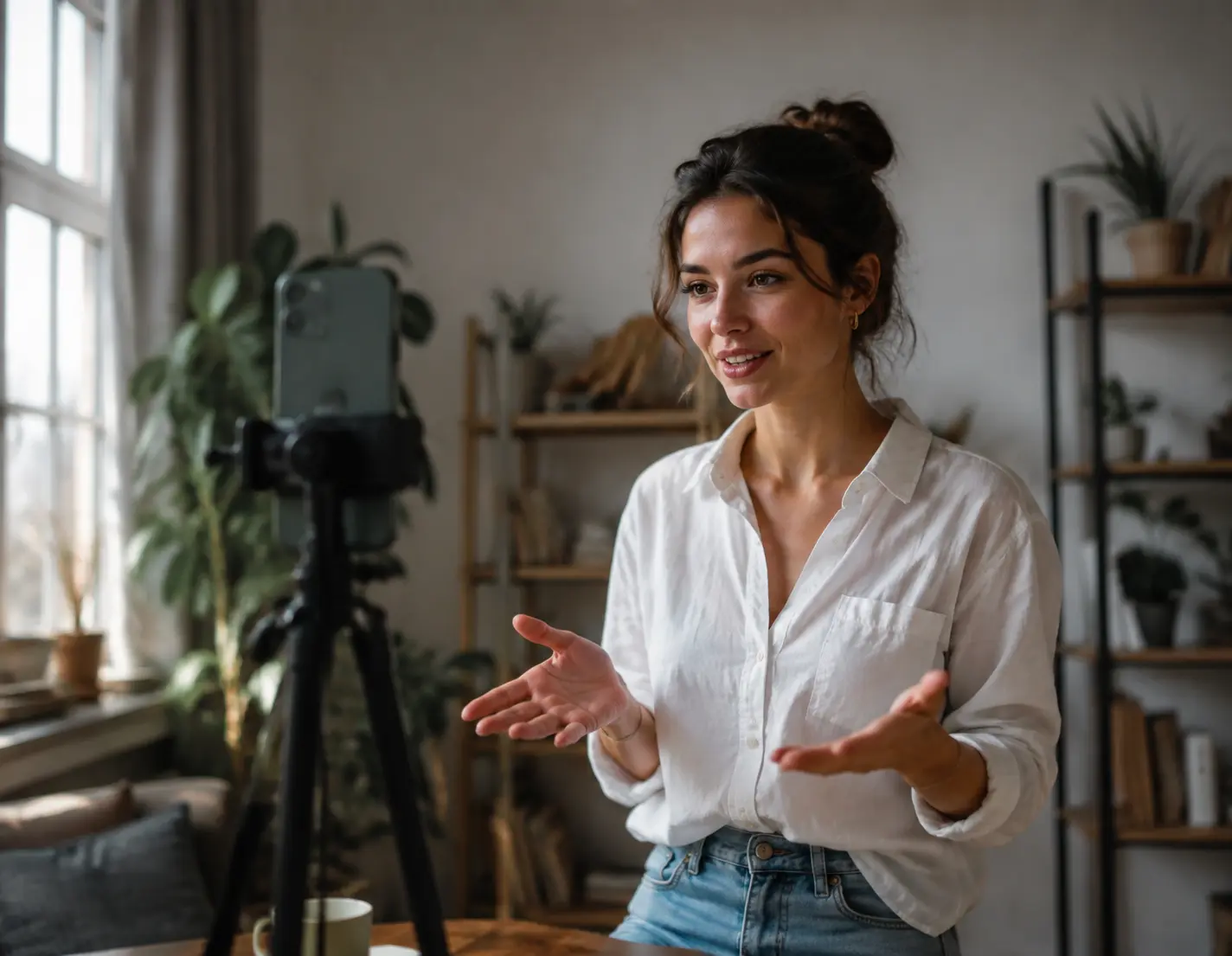 A creator prepares vertical video for a non-follower test audience.