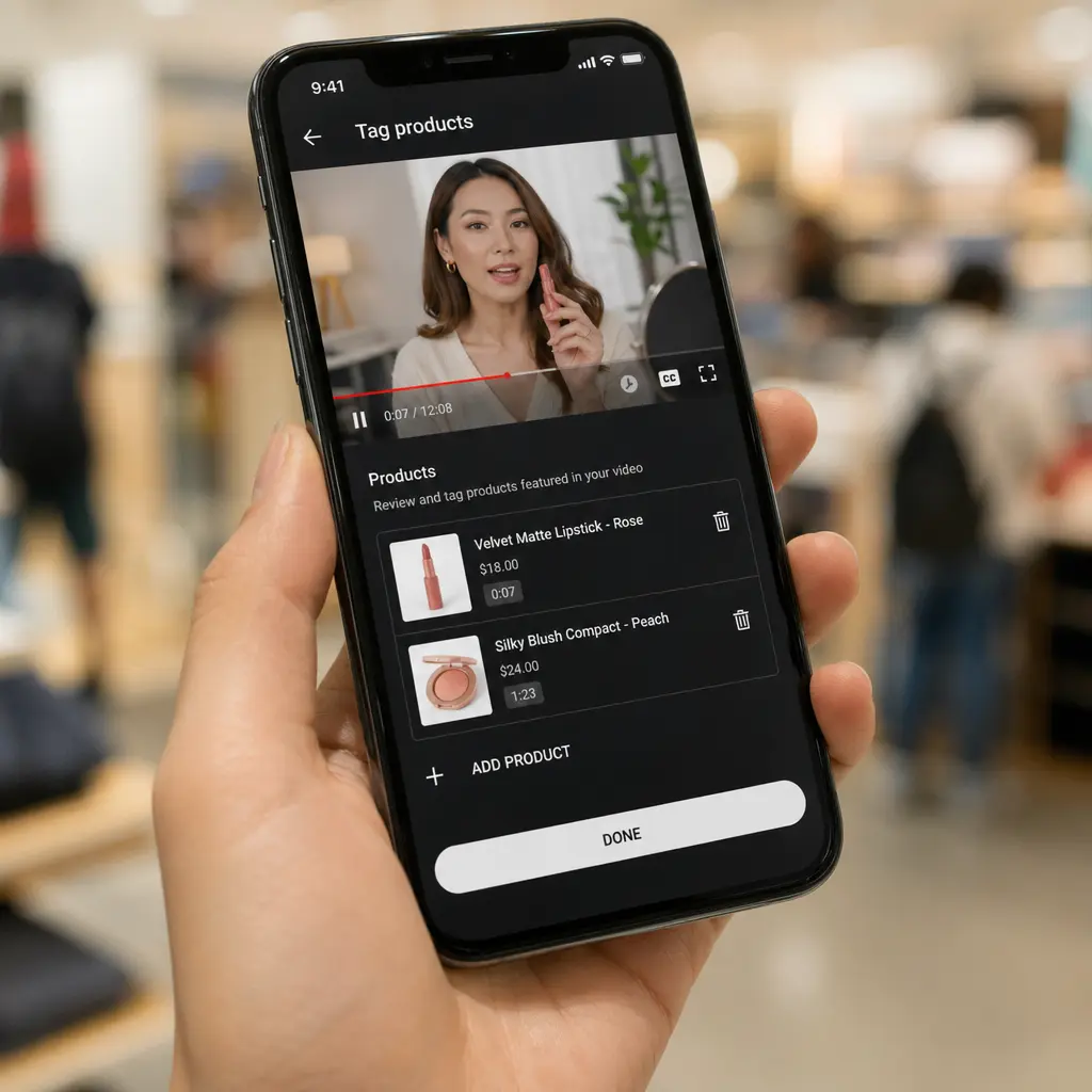 Native product tagging in YouTube Shorts allows for seamless affiliate conversions.